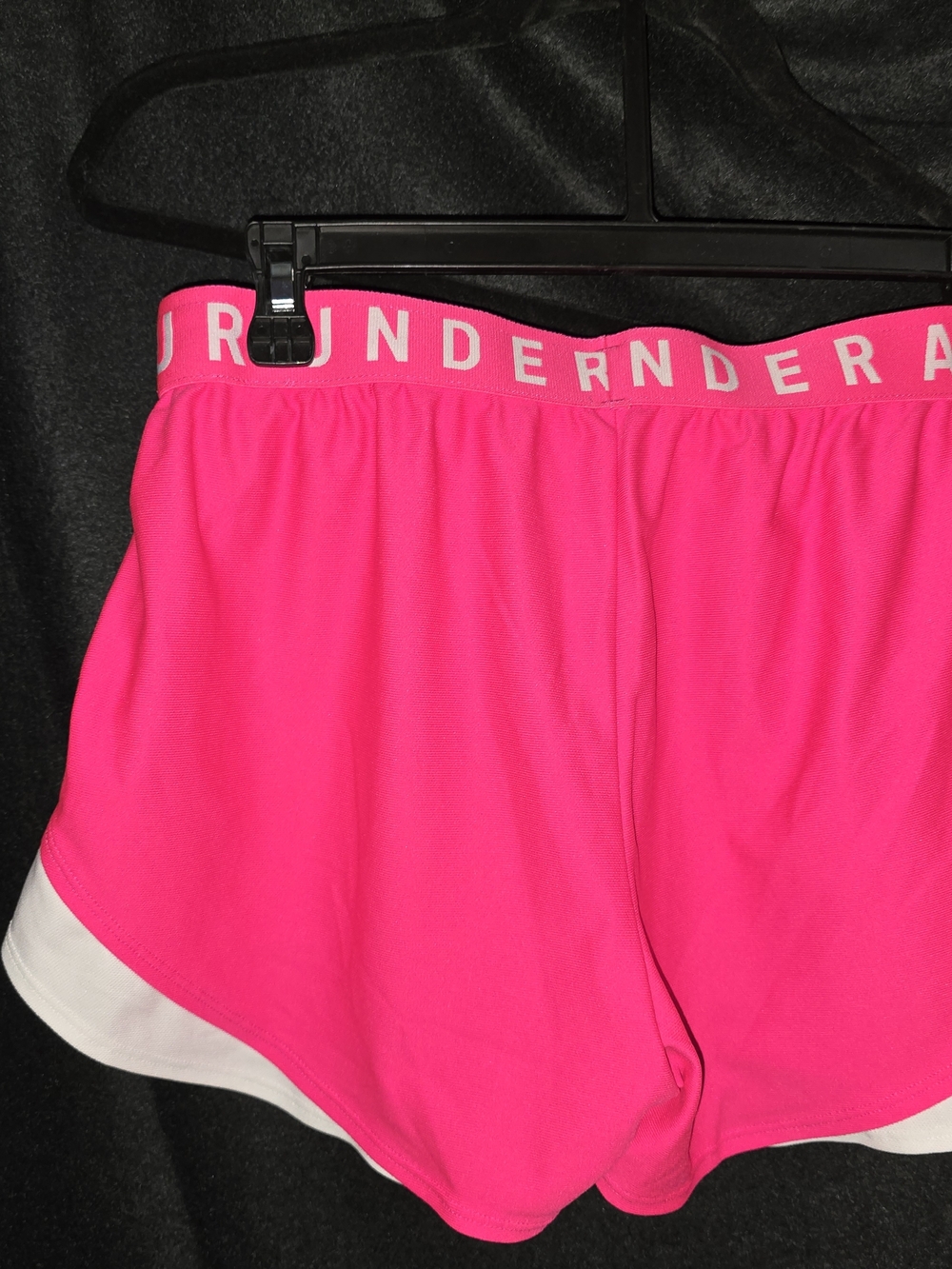 Under Armour Hot Pink Women's Athletic Shorts with White Trim - Picture 2 of 3